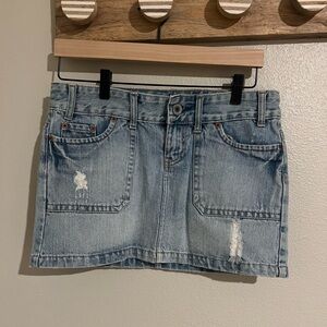 American Eagle Distressed Jean Mini Skirt